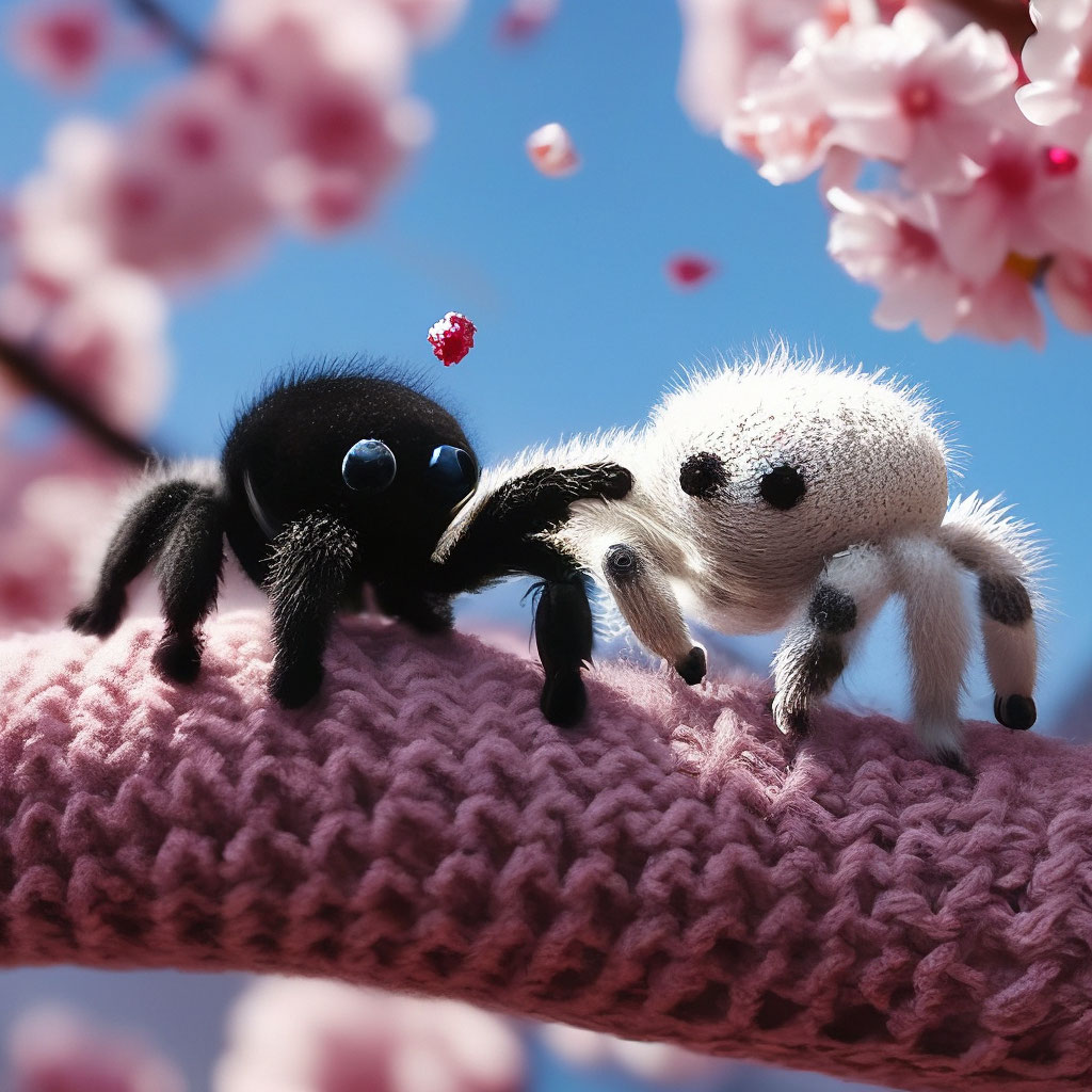 Friendship is love☙ Two fantastic realistic cute black spider-tarantula ...
