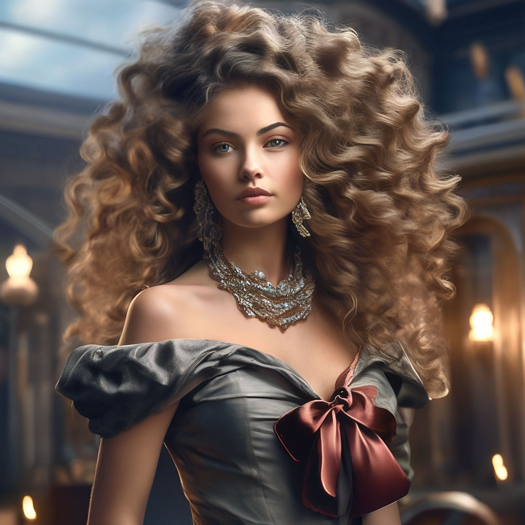 "Realism.professional photo.beautiful woman large curls with Bows ...