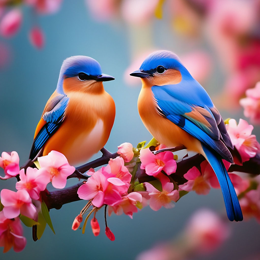 Две очень красивые птички 🐦 сидят …» — создано в Шедевруме