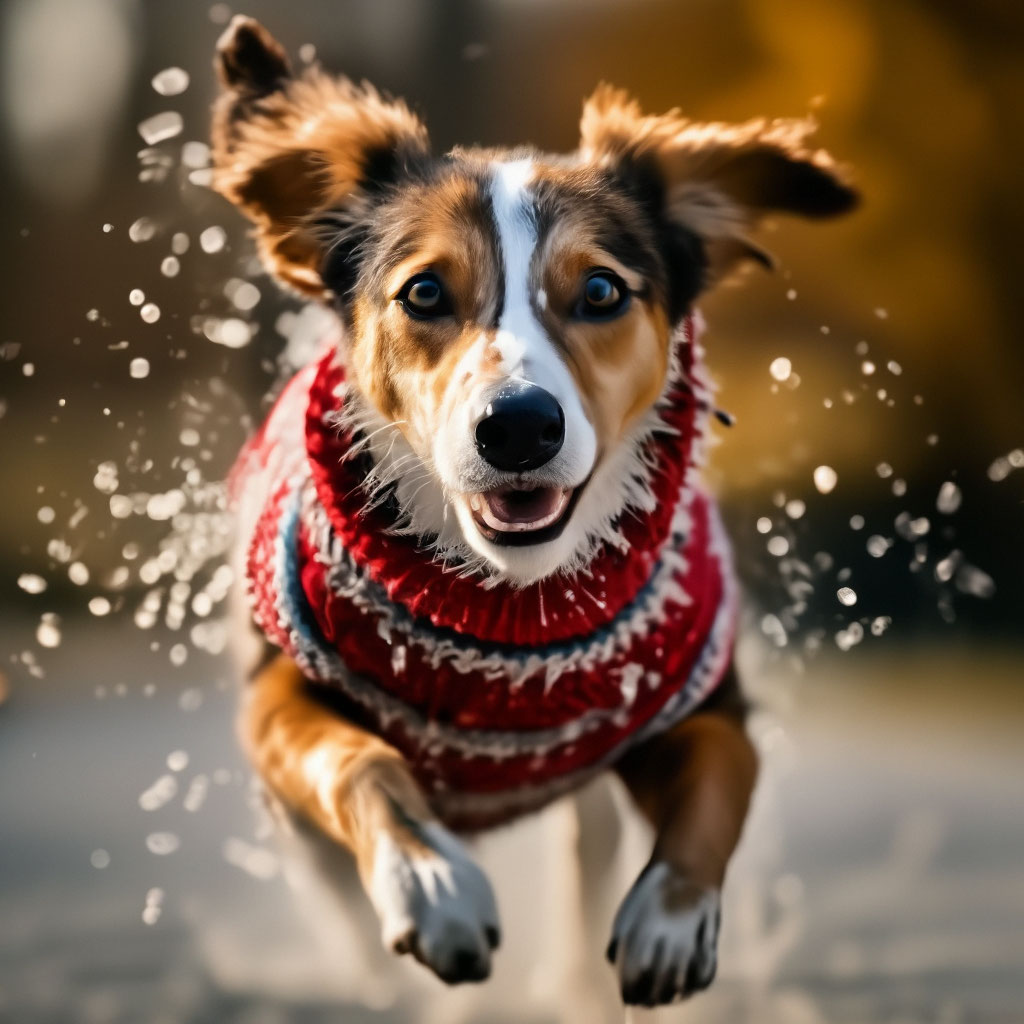 "The dog is knitted. in a Christmas sweater." — image created in Shedevrum