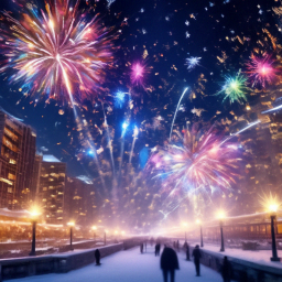 «🎆🌈 ️🎆 ️🌈🎆 Many multicolored and cascading snowflake fireworks against ...