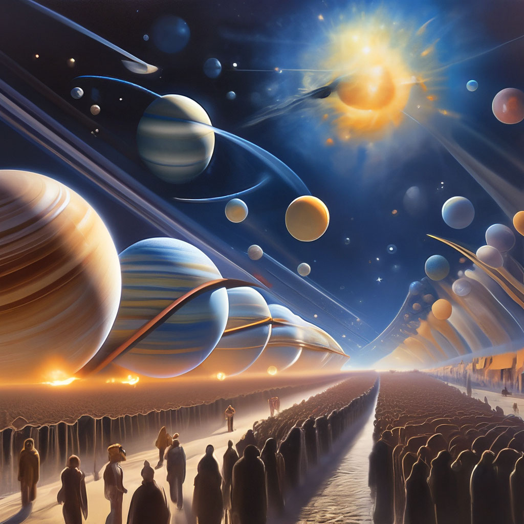 "The parade of planets" — image created in Shedevrum