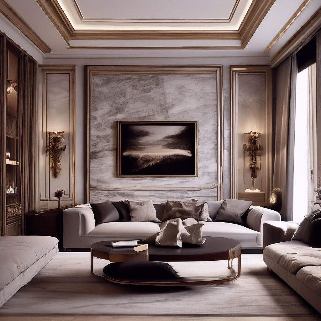 "The project of a small living room with an antique style with a ...