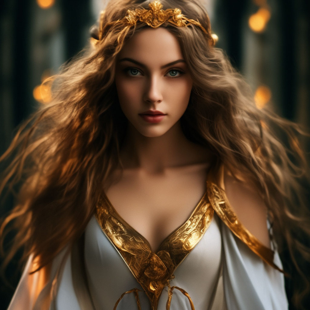 "The girl, the priestess of Light" — image created in Shedevrum