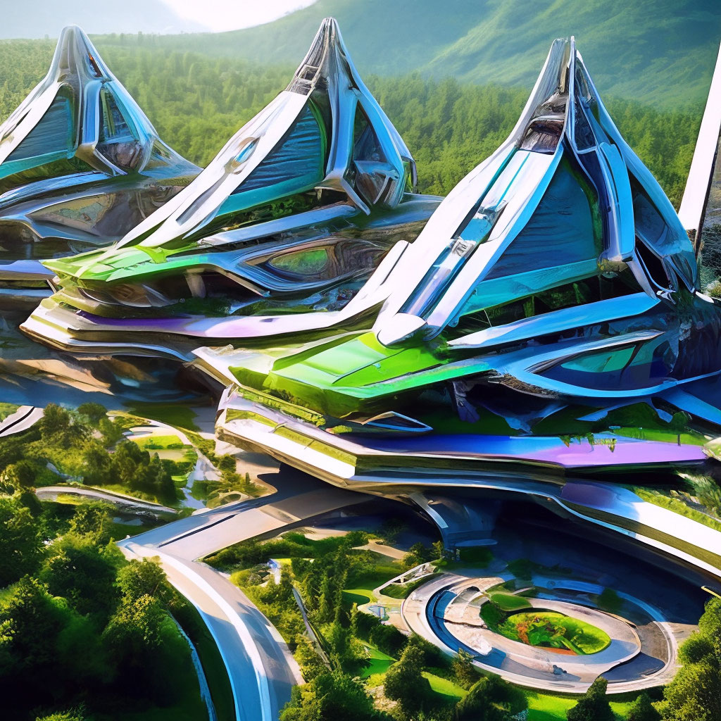 "Alien architecture on Earth" — image created in Shedevrum