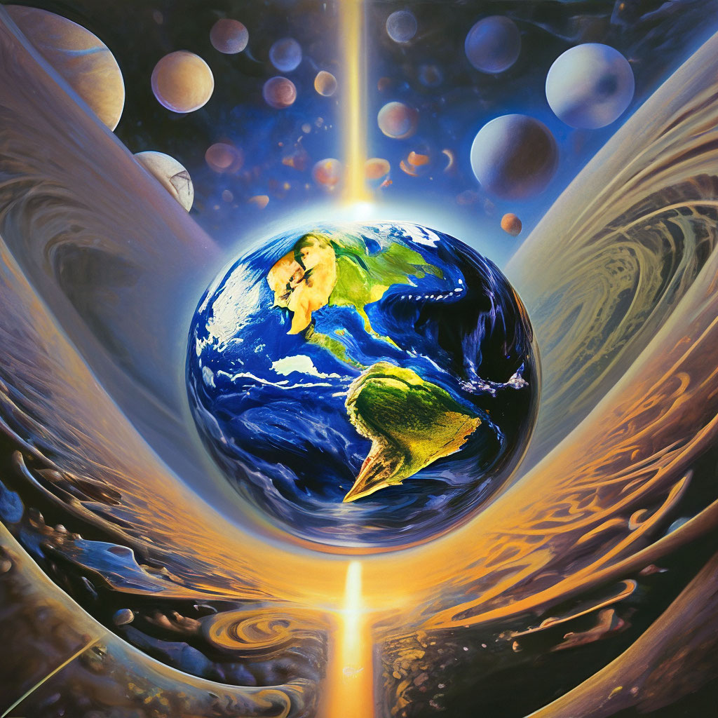 "The attraction of the earth" — image created in Shedevrum