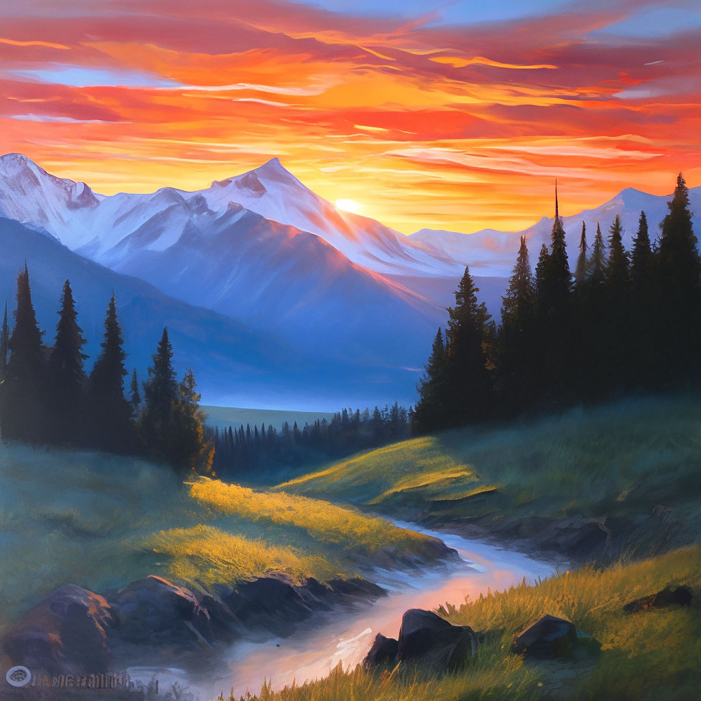 "Mountain landscape in the early morning, sunrise artist Kristen Kebke ...