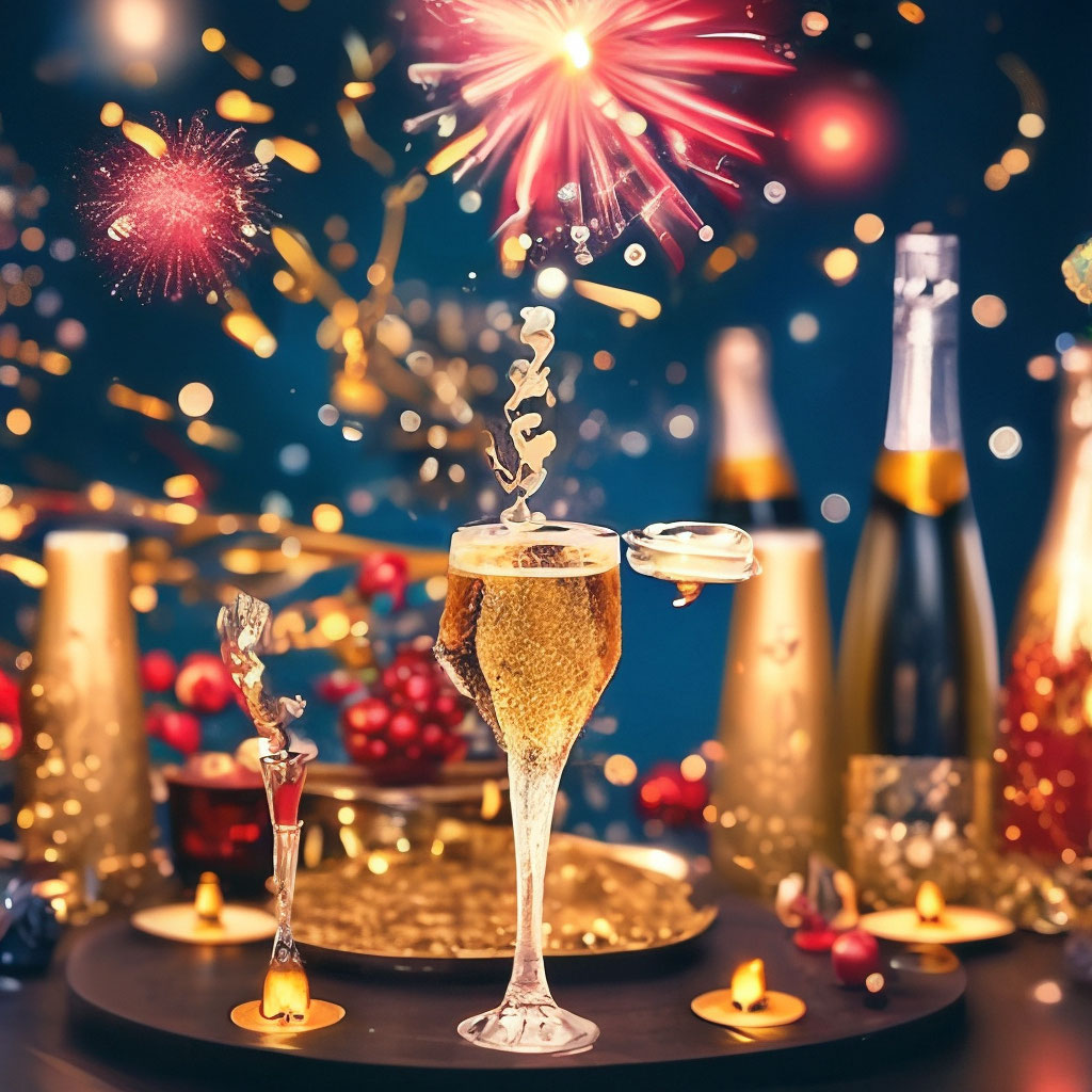 "Happy New Year 🎉🎄🎁🎈🎊🍾🎆" — image created in Shedevrum