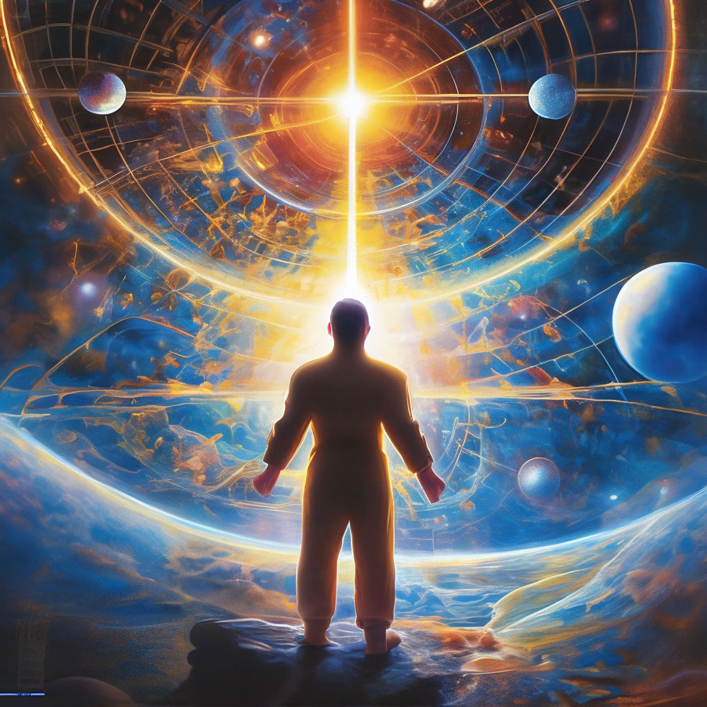 "Man as the center of the universe" — image created in Shedevrum