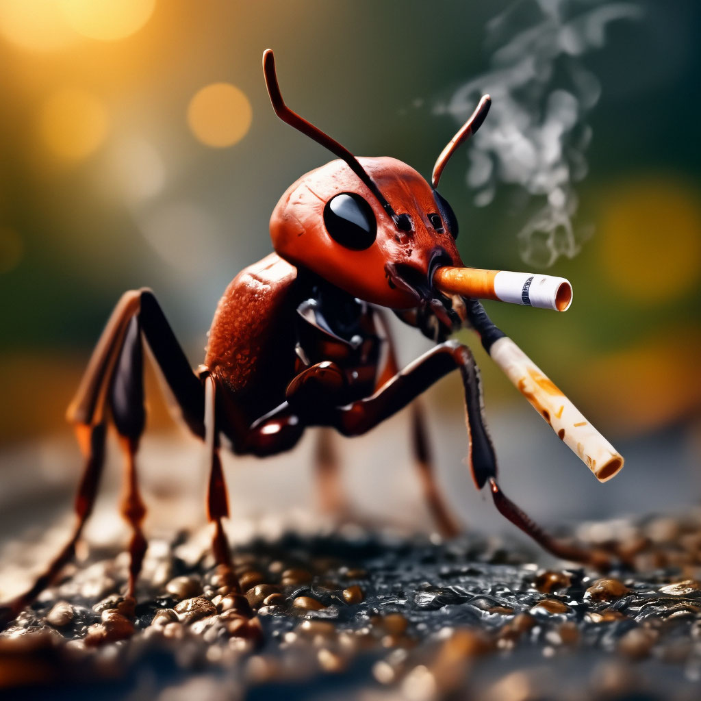 Ant with a cigarette