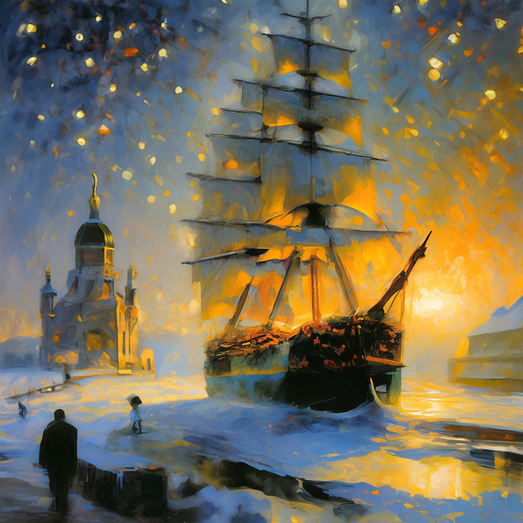 "Repin's painting sailed here is the new year" — image created in Shedevrum