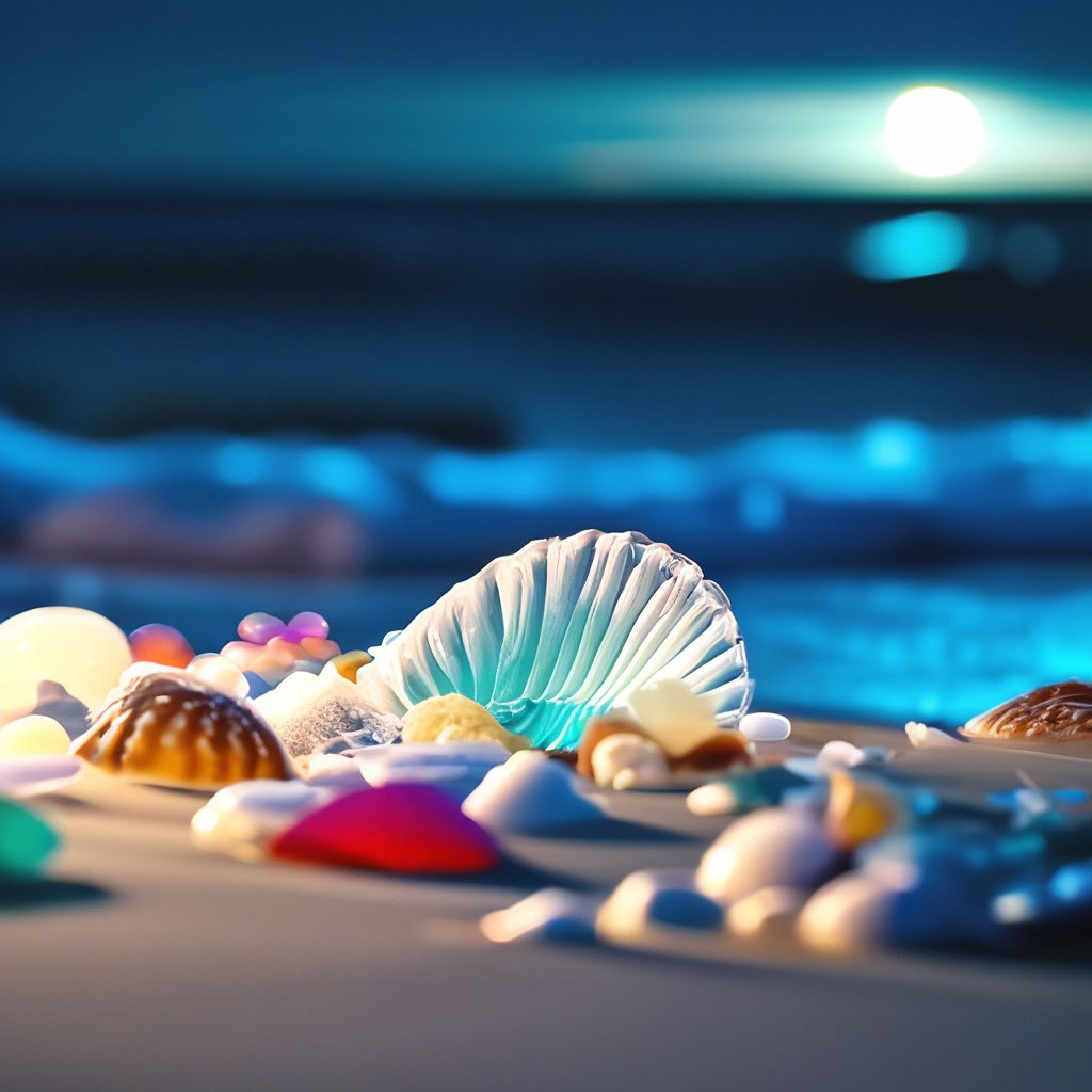 "Photo of the night ocean snow-white sand+ beach+waves+foam+white ...