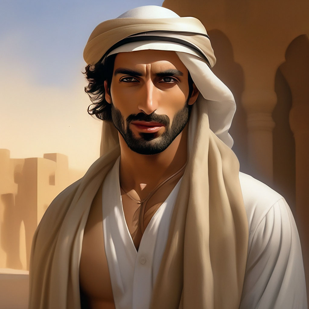 "The man is a handsome Arab" — image created in Shedevrum