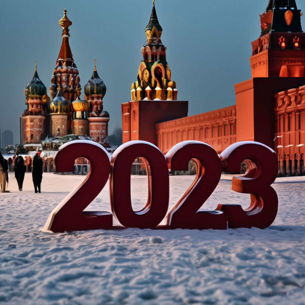 "New Year's Eve 2024 the inscription 2.0.2.4 in the snow on red Square ...