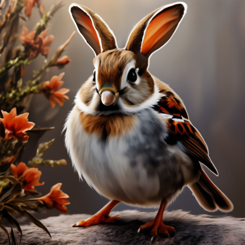 "Bunny+ sparrow= sparrow" — image created in Shedevrum