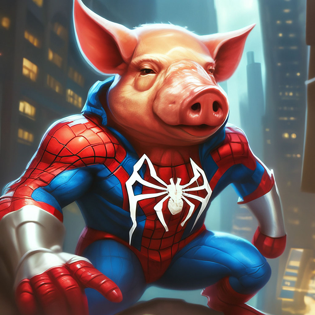 "Spider-Man-Pig" &mdash; image created in Shedevrum