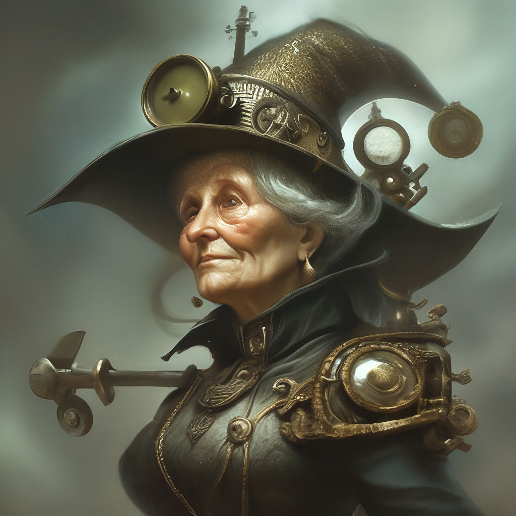 "The old witch has a hooked nose" — image created in Shedevrum