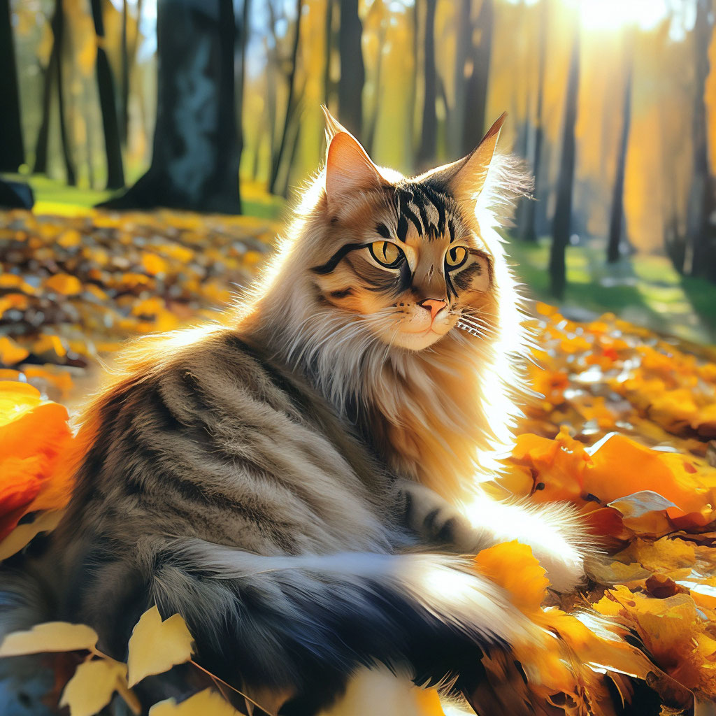 "A beautiful fantastic cat in the rays of an autumn lie" — image ...