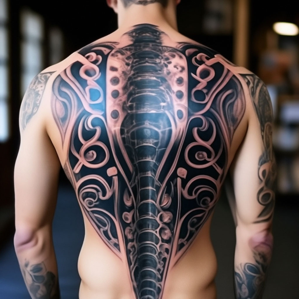 эскиз для тату биомеханика на спине 28.11.2019 №013 -tattoo- tatufoto.com