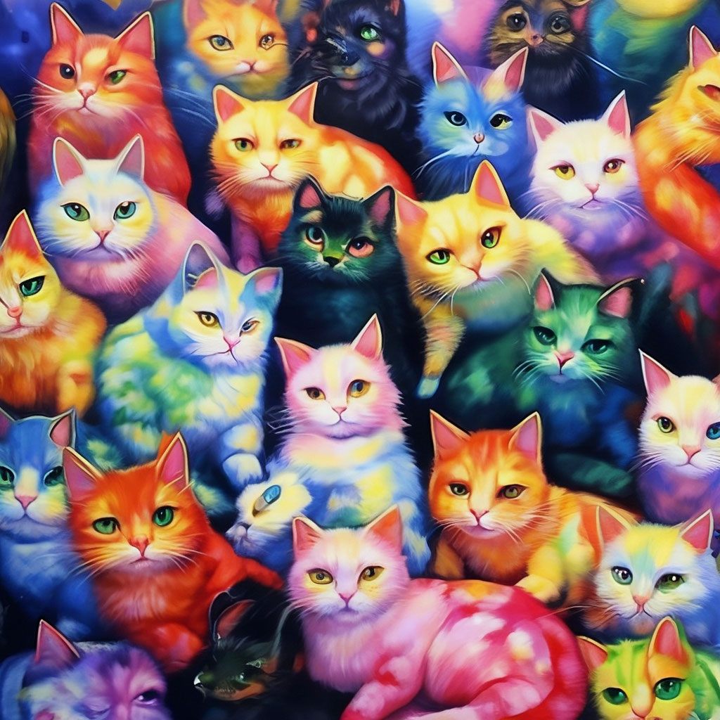 Коты разноцветные, переплетающиеся коты…» — создано в Шедевруме