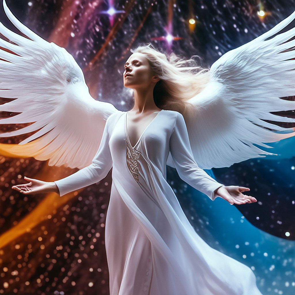 angel, white, in the style of roerich, chakras, meditation, psychology ...