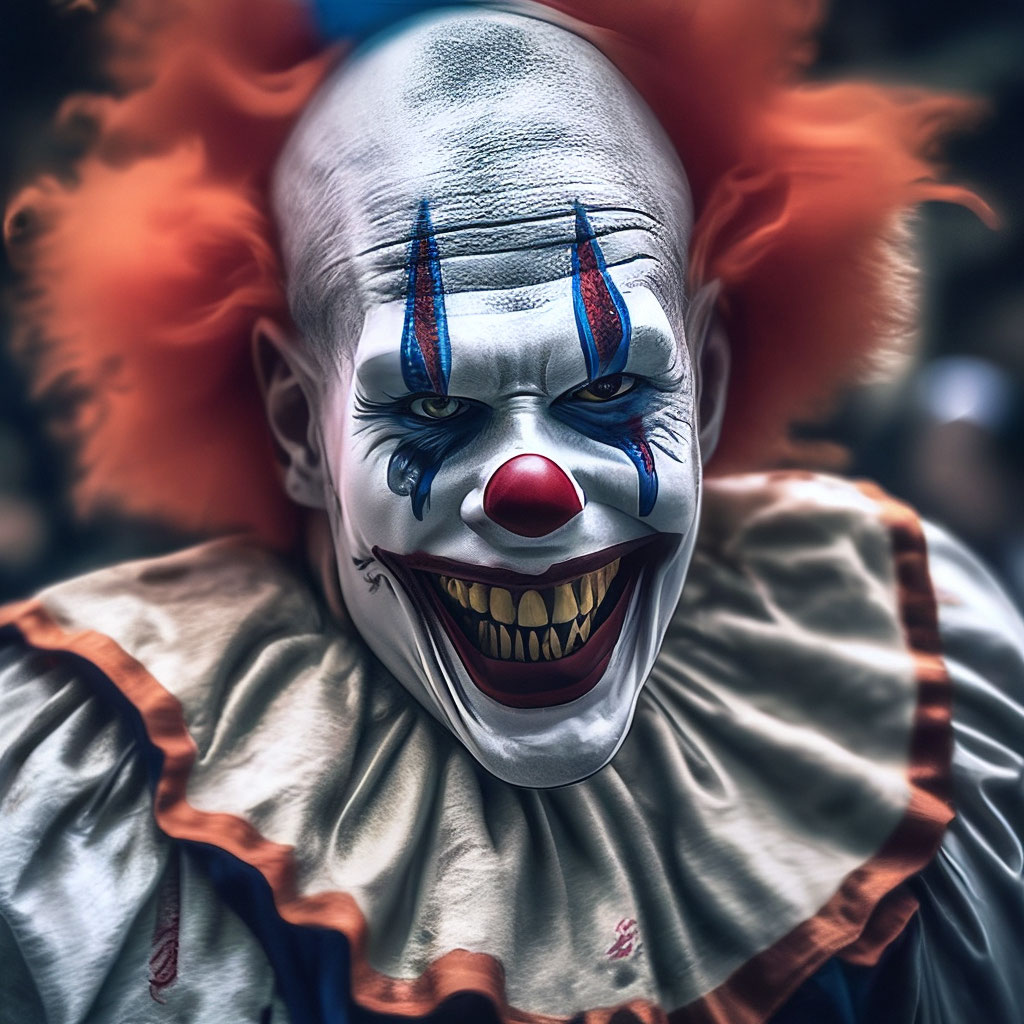 "Angry and scary clown" — image created in Shedevrum