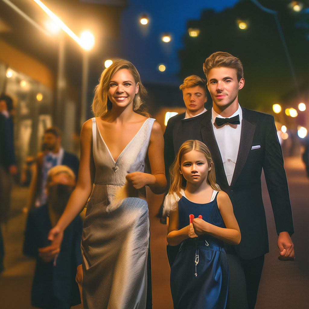 Вечер, красивая, молодая семья едут …» — создано в Шедевруме