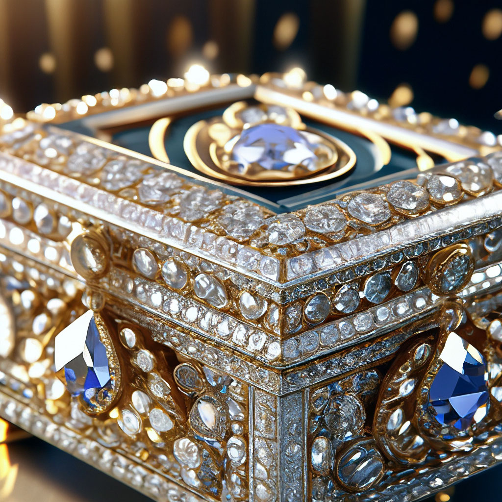 "Jewelry box decorated with diamonds, beautiful, realistic ...