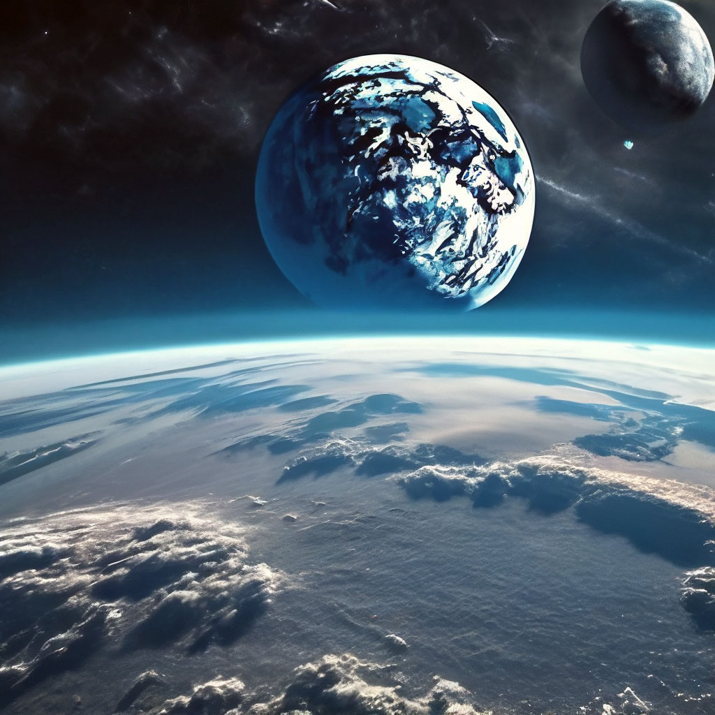 "View of the earth from the moon, beautiful space" — image created in ...