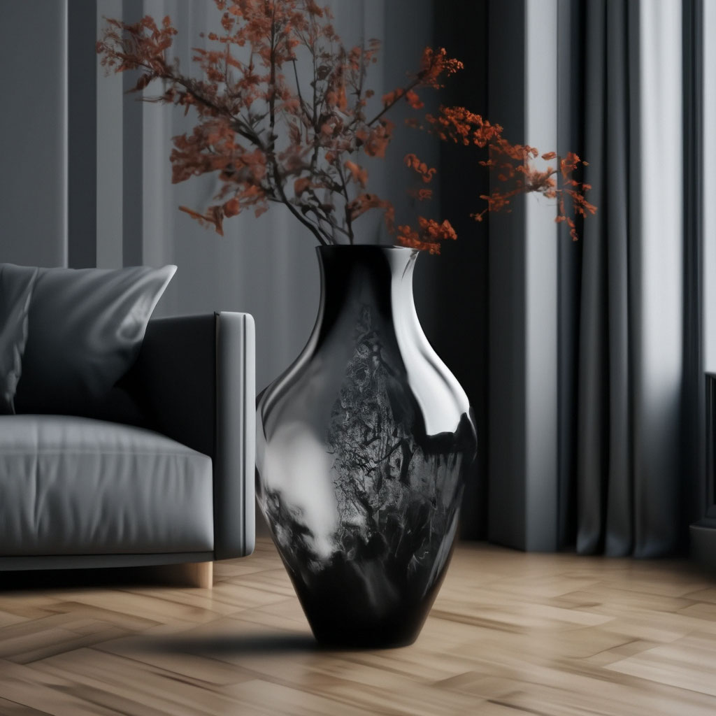 "🖤 interior design vase botanica art, in a modern interior, clear ...