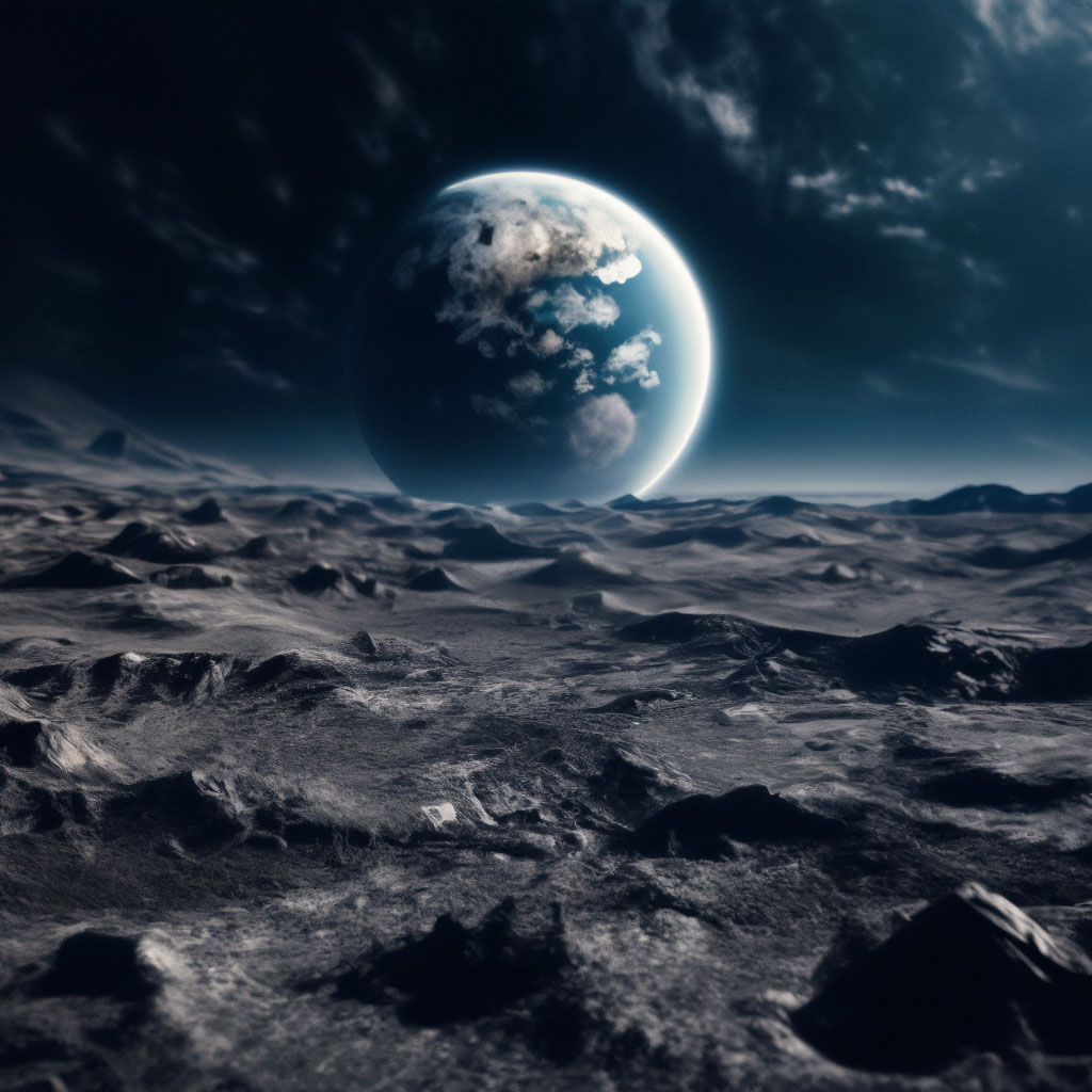 "View of the earth from the moon" — image created in Shedevrum