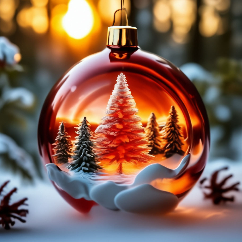 "Christmas tree ball , a Christmas tree with a light glow inside clouds ...