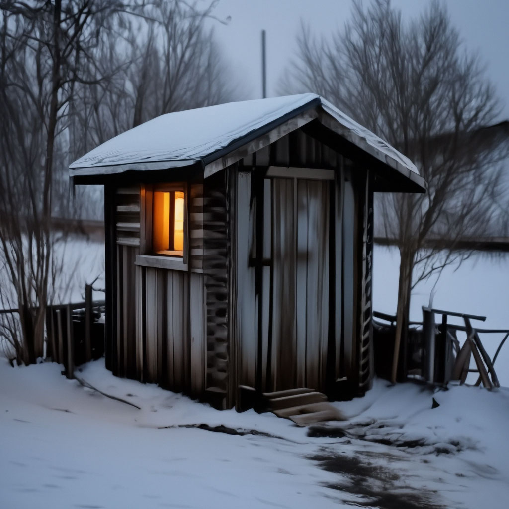 туалет зима Сельский туалет зимой» — картинка создана в Шедевруме