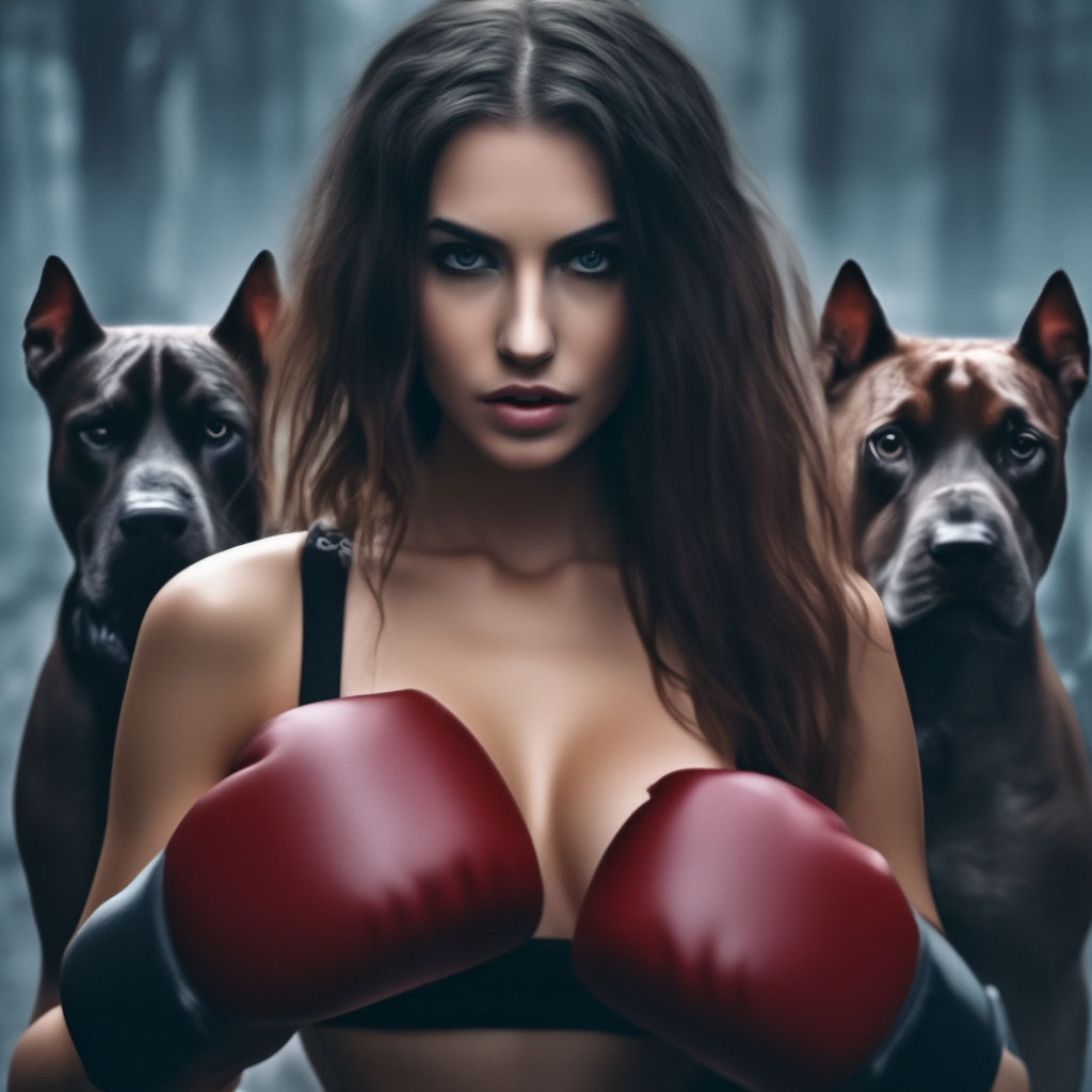 Красивая девушка в боксерских …» — создано в Шедевруме