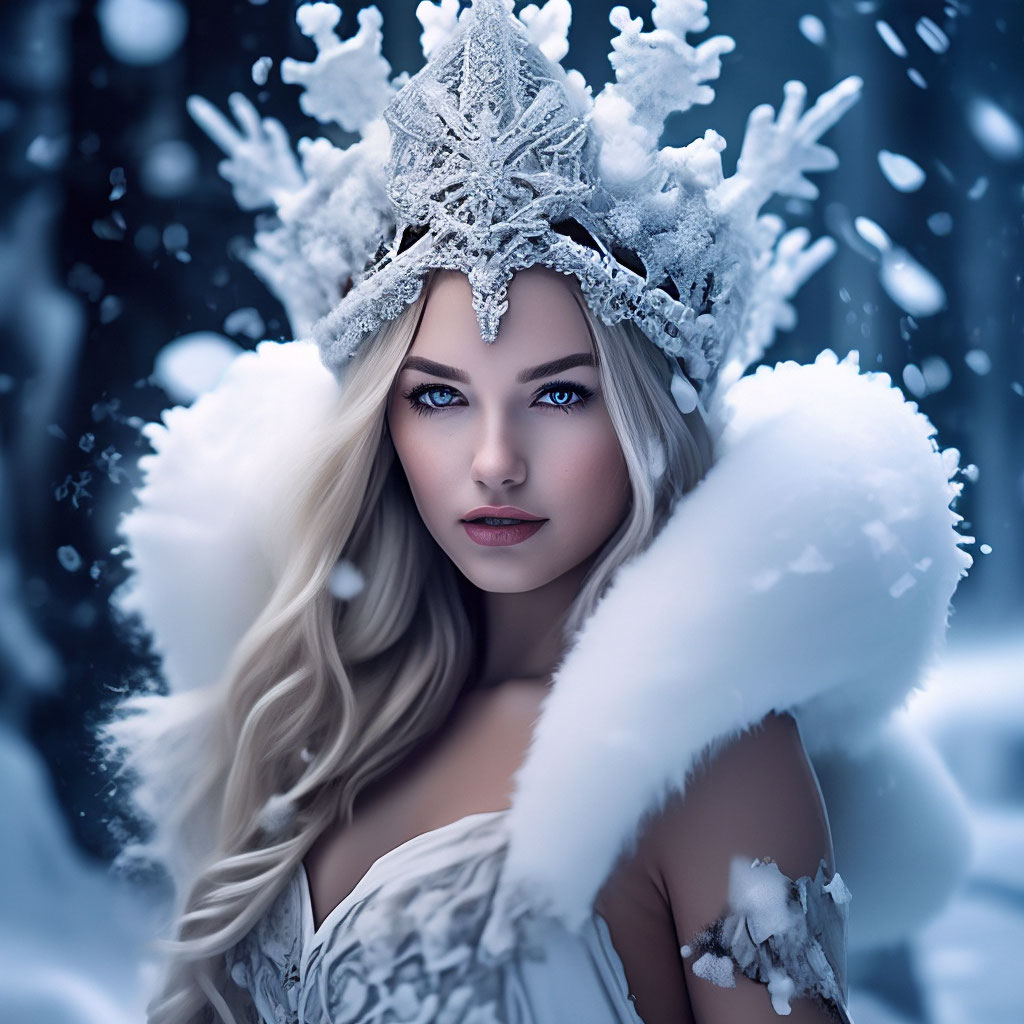 Ободок-Корона Снежинка белая блеск