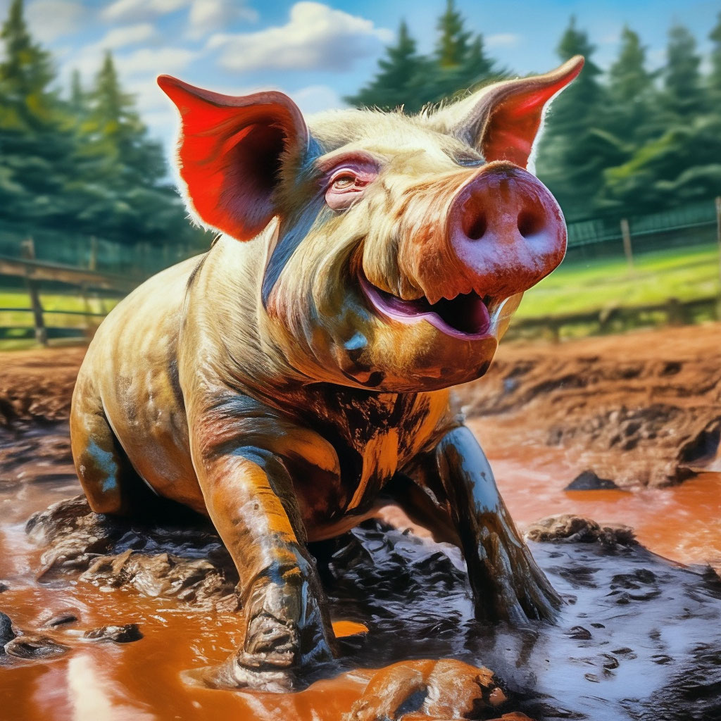 Свинья грязь наслаждается гифка
