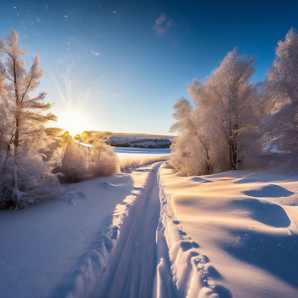 Download wallpaper winter, forest, snow, dawn, glow, houses, village, tree, sect