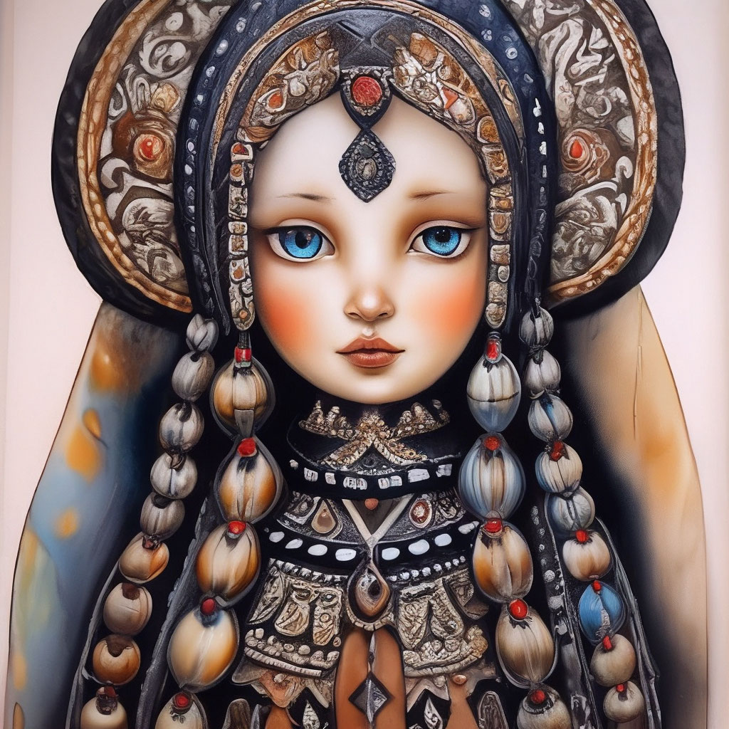 «Портрет Матрешка темнокожее лицо …» — создано в Шедевруме