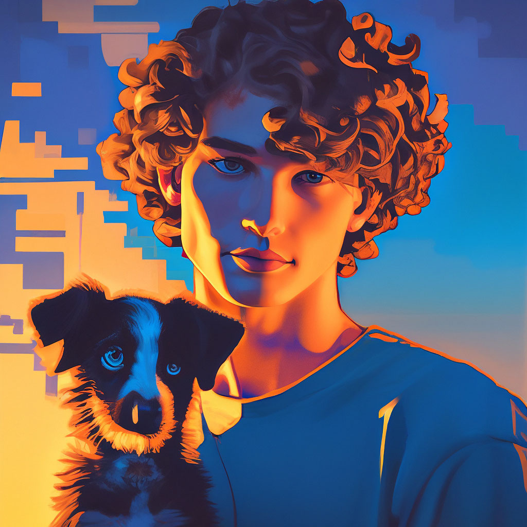 «Красивый голубоглазый кудрявый парень …» — создано в Шедевруме