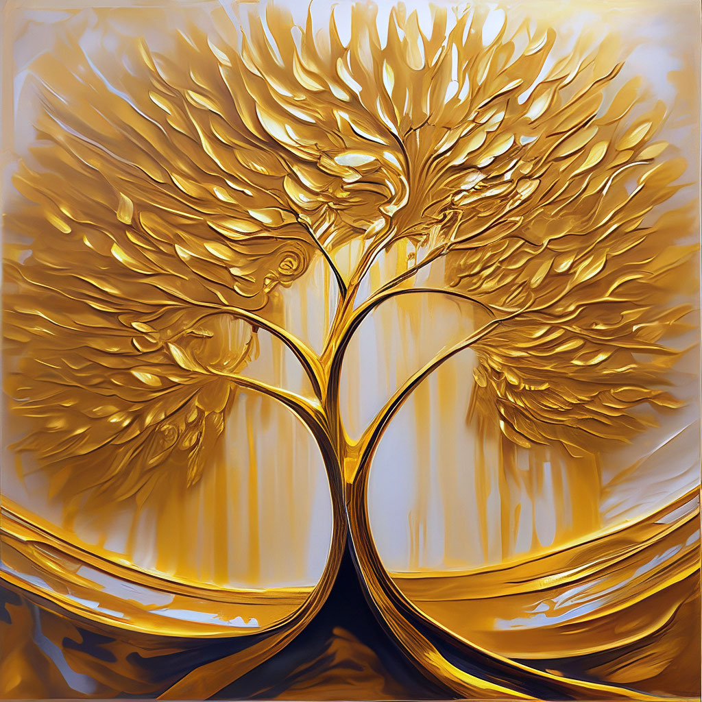Золотое дерево абстрактная картина» — создано в Шедевруме