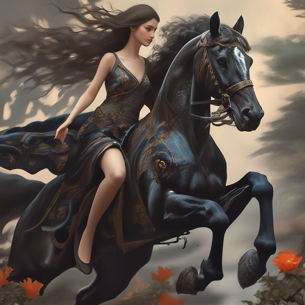 Красивая девушка верхом на коне шё…» — создано в Шедевруме