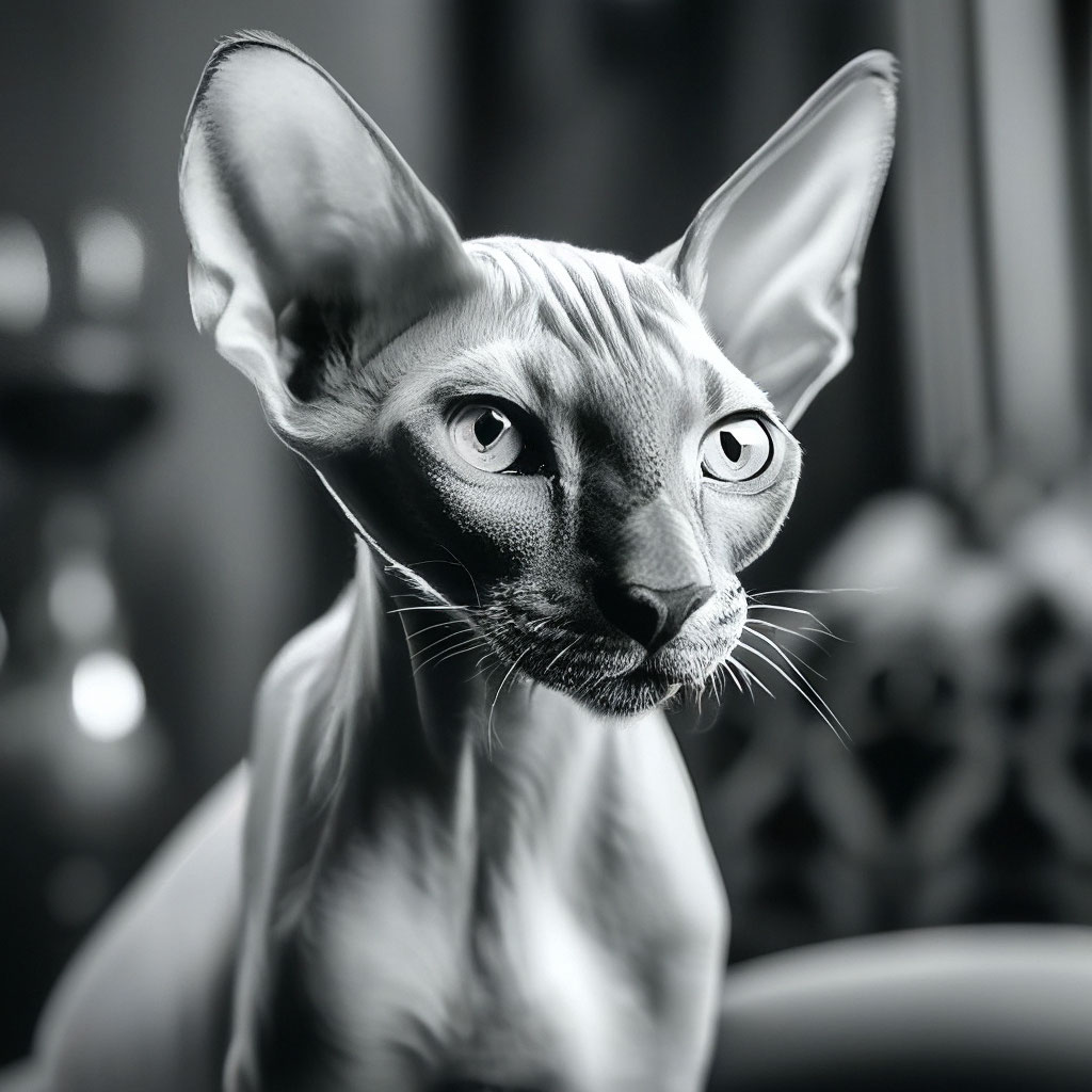 Сфинкс, лысый кот, зовут Филя, нос…» — создано в Шедевруме