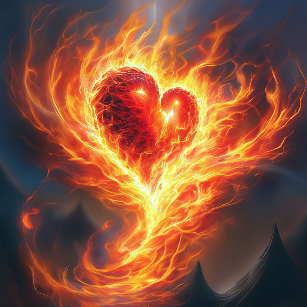 "Fiery heart, aesthetic, beautiful, ." - image created in Shedevrum