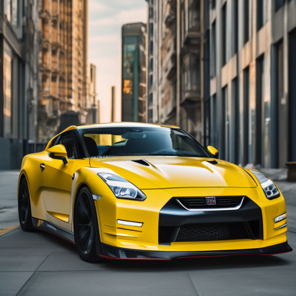 Nissan GT-R Жёлтого цвета на городском фоне с… | •ℤ1𝚕𝚝…» — Шедеврум