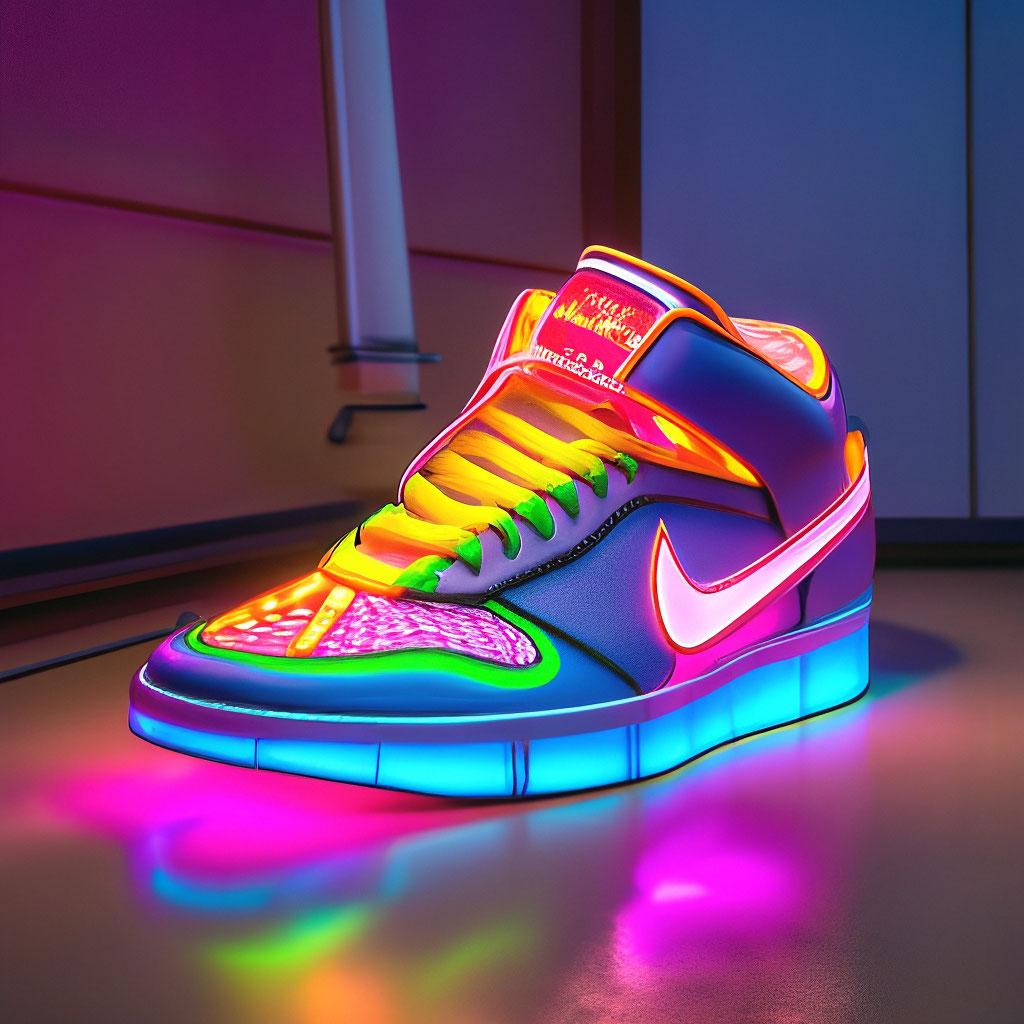 Nike sneakers neon lighting image created in Shedevrum