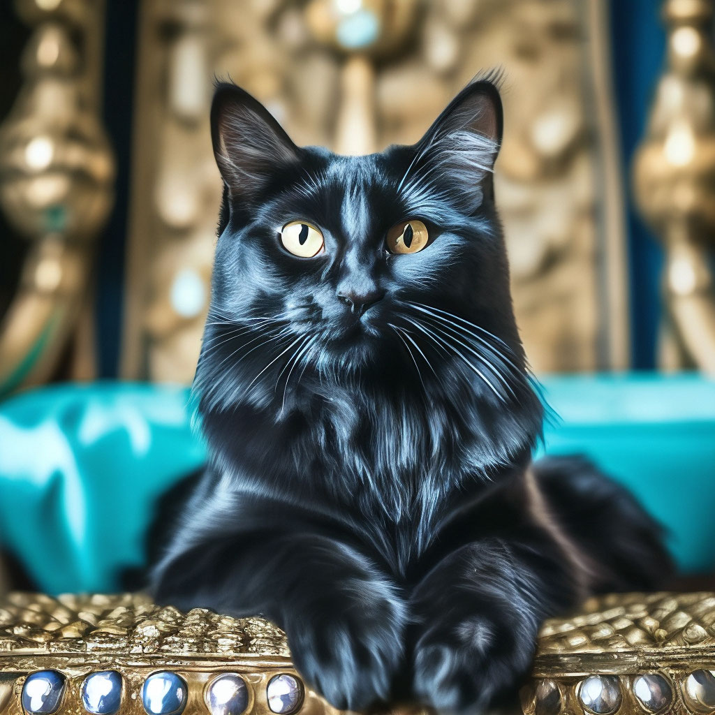 Черная турецкая ангорская кошка, …» — создано в Шедевруме