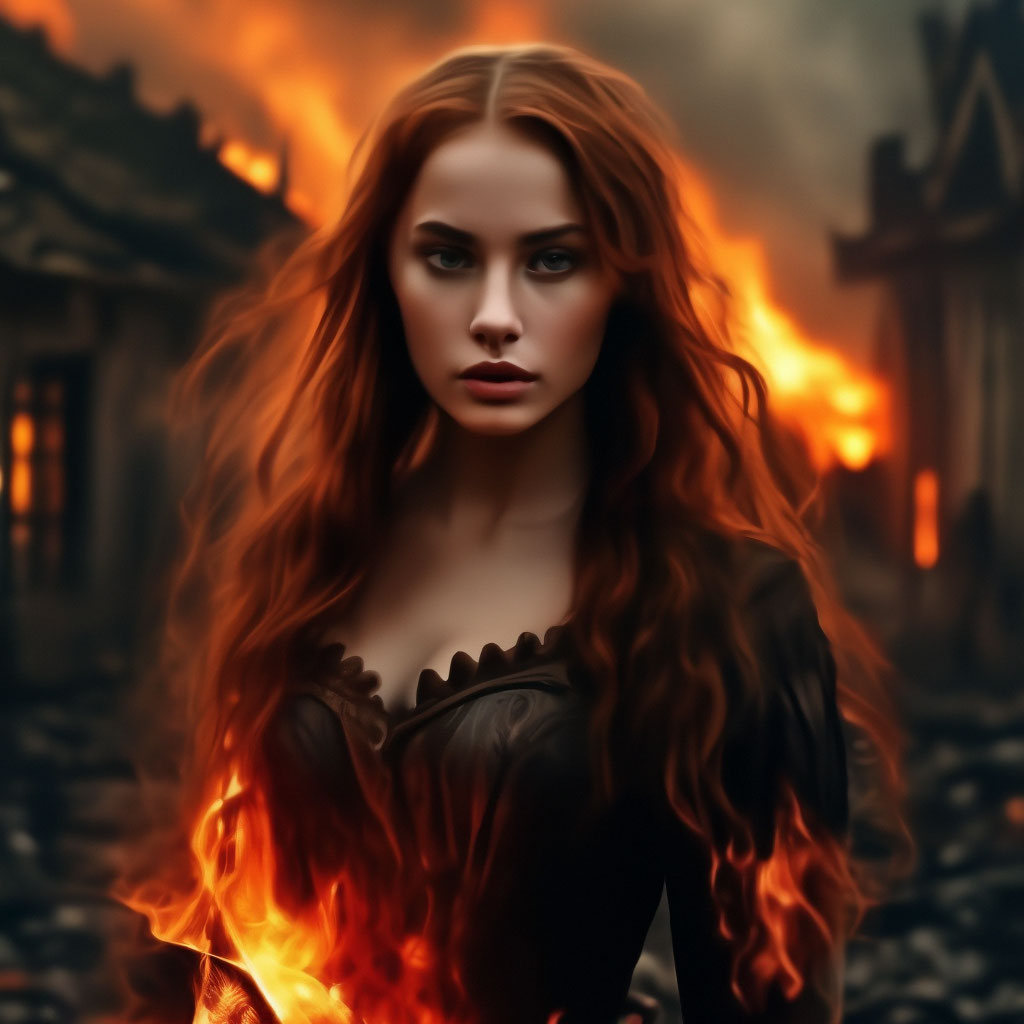 Девушка из огня, в горящей деревне…» — создано в Шедевруме
