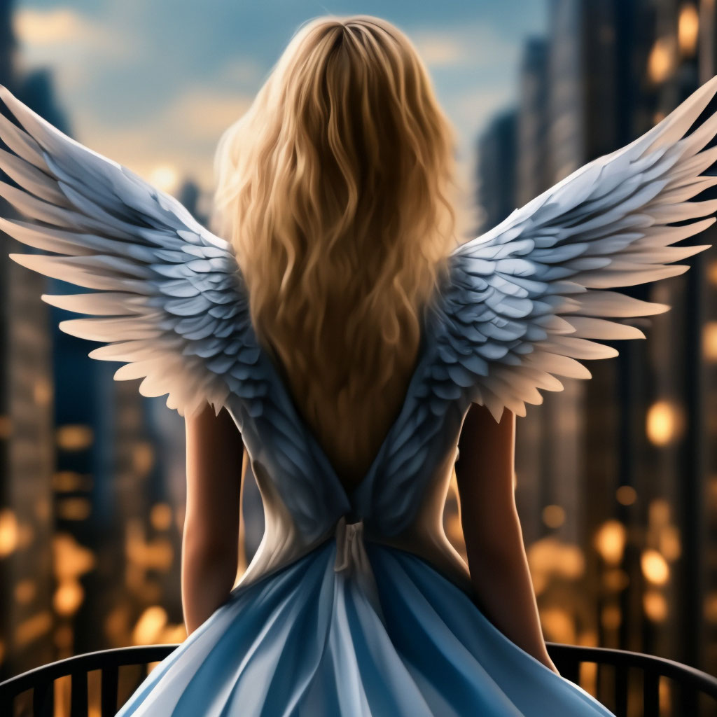 Девушка ангел, с белыми крыльями, …» — создано в Шедевруме