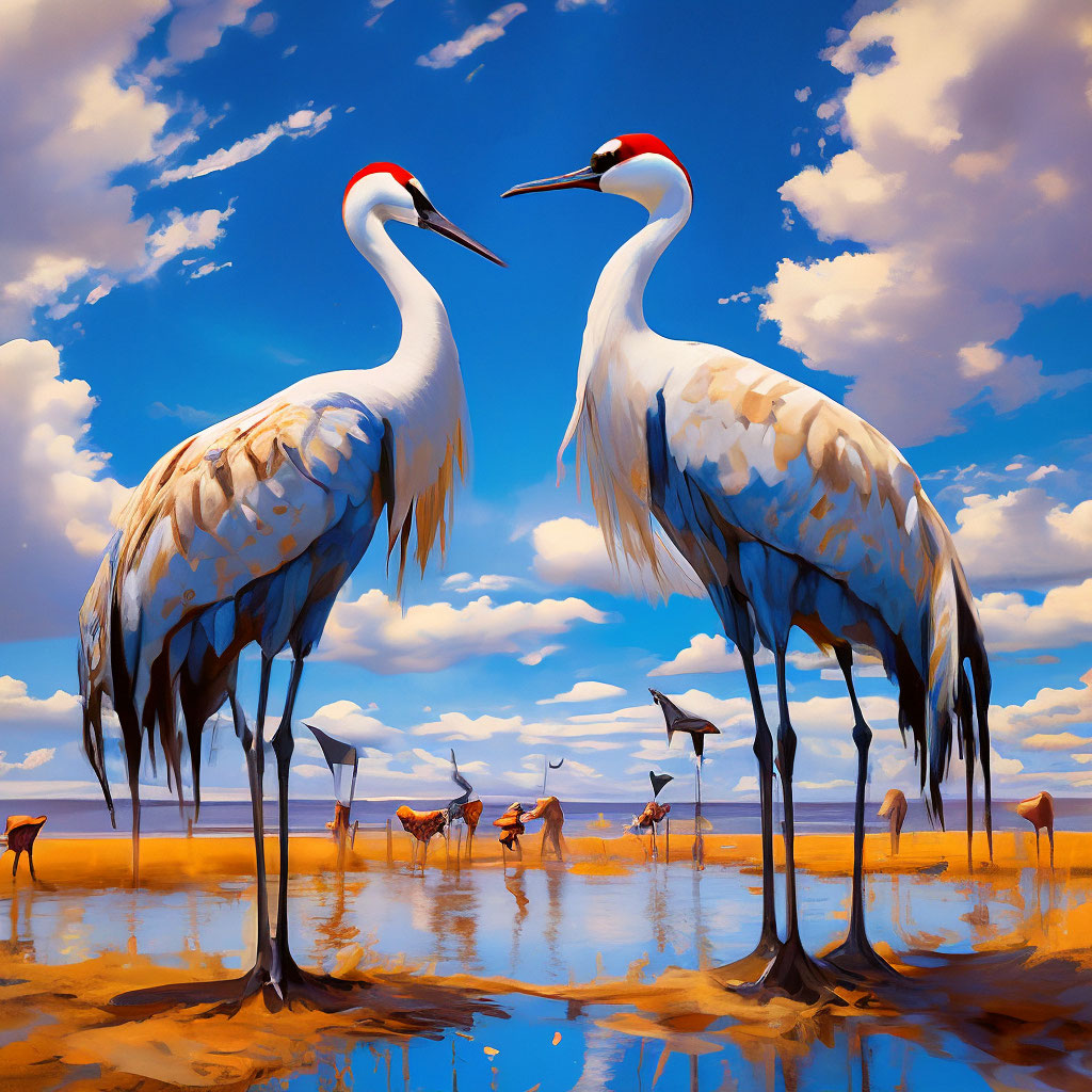 «Журавли голубое небо природа» — картинка создана в Шедевруме