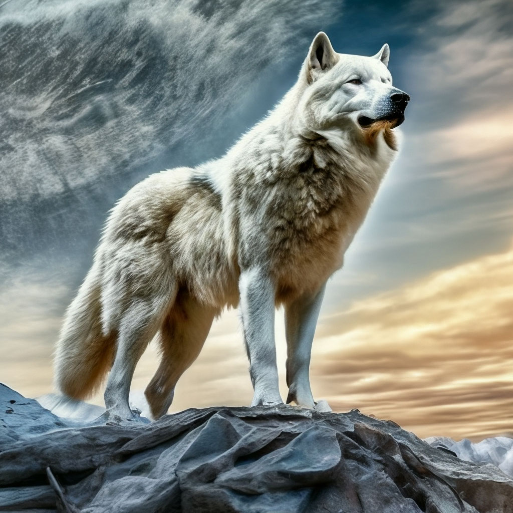 The big white wolf, looks beautiful…» — создано в Шедевруме